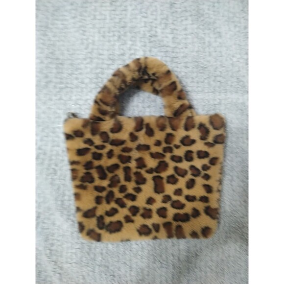 Leopard Faux Fur Tote Y2k Hippie - Picture 4 of 6